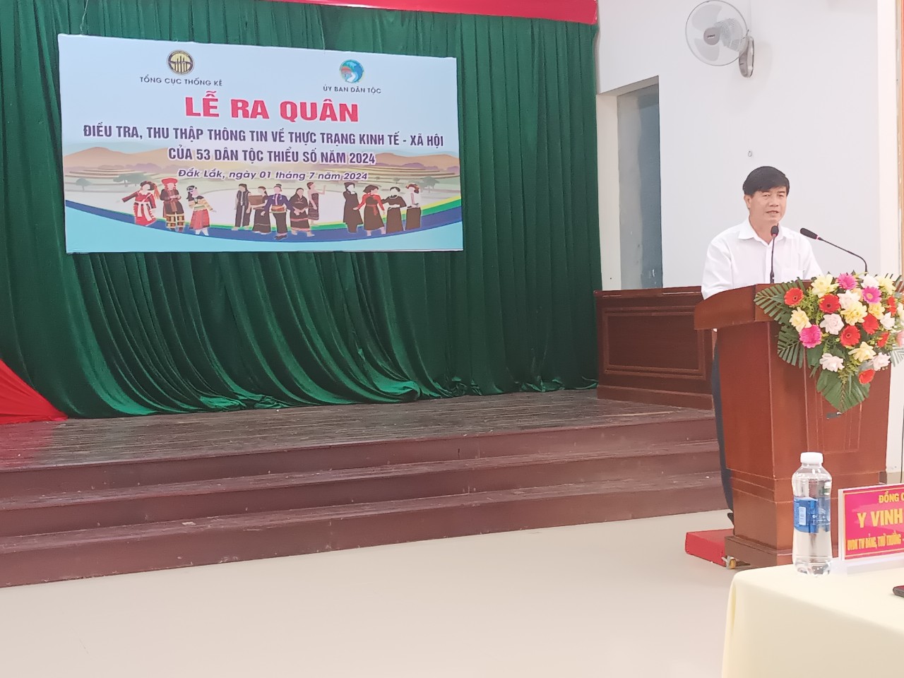 Ông Nguyễn Thiên Văn, Tỉnh ủy viên, Phó Chủ tịch UBND tỉnh Đắk Lắk phát biểu tại Lễ ra quân